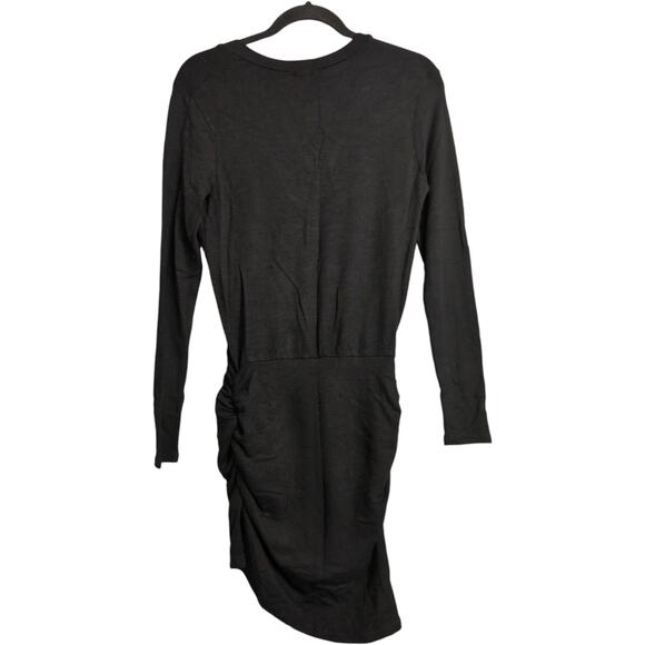 NWT Monrow Black Long Sleeve Ruched V Neck Knit Dress USA Made Revolve Size S - Picture 5 of 11